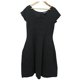 Emporio Armani Dot Flare Dress Black White