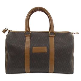 Christian Dior Coated Canvas Boston Bag Brown