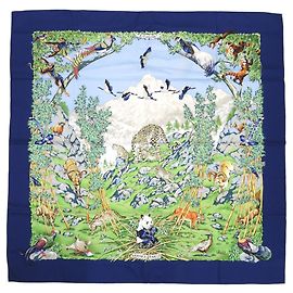 Bufanda de seda Sichuan Carré 90 de Hermès Azul marino
