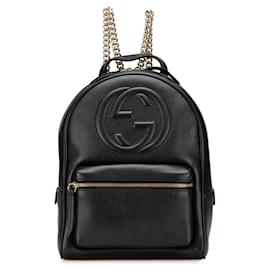 Gucci Soho Interlocking G Black Leather Backpack Black