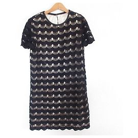 Kate Spade New York Spitzenkleid mit Wellenkante Schwarz