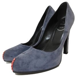 Pompes tissées en daim Roger Vivier Bleu Autre