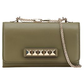 Bolsa de ombro com corrente studded Valentino Garavani Verde Caqui