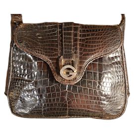 Bolsa de ombro Gucci em crocodilo chocolate Chocolate