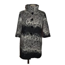 Anna Sui wool blend coat black grey size L Black Grey