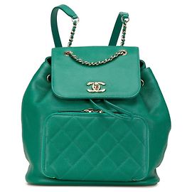 Chanel Matelasse Coco Mark Backpack in Green Caviar Leather Green