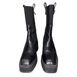 Furla Ridged 95mm block heel boots Black