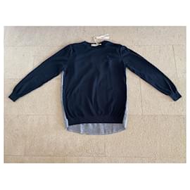 Autre Marque-pull shirt or sweatshirt in navy linen and blue mottled cotton size L - XL-Blue,Navy blue