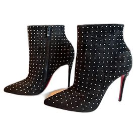 Christian Louboutin So Late Black Suede Ankle Boots Black