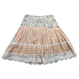 Falda Blumarine rosa de algodón con borde de encaje Rosa