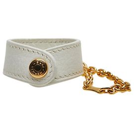 Suporte para luvas de couro Hermès Nomade Branco Dourado
