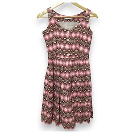 Prada Leinen-Seidenkleid Braun Pink Beige