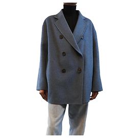Acne Blue double-breasted wool coat - size UK 4 Blue