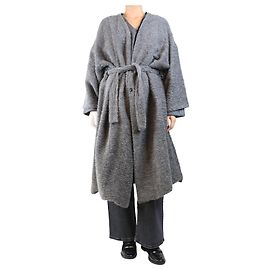 Lanvin Grau umschlungenes Alpaka-Mantel - Größe UK 8 Grau