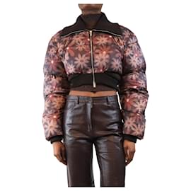 Jacquemus-Brown cropped floral puffer jacket - size UK 8-Brown