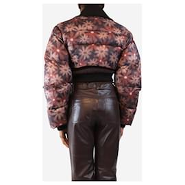 Jacquemus-Brown cropped floral puffer jacket - size UK 8-Brown