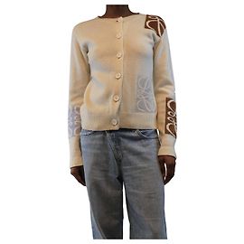 Loewe Cardigan com patch Anagram creme - tamanho XS Cru