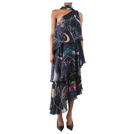Camilla Black asymmetrical neck-tie dress - size XS Black