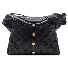 Chanel Schwarze gesteppte Lammleder Schultertasche für Mädchen Schwarz