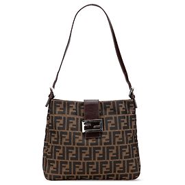 Fendi Braune Zucca Canvas Schultertasche Braun