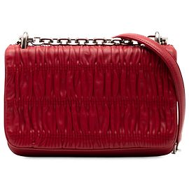 Prada Red Nappa Gaufre Shoulder Bag Red
