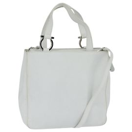 Sac à main Gancini en cuir Salvatore Ferragamo Blanc