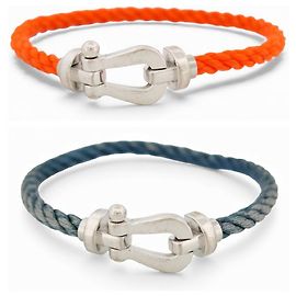FRED FORCE 10 GM 0B0005 BRACELET WHITE GOLD 18K 2 CORDS BANGLE Silvery