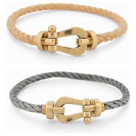 BRACCIALE FRED FORCE 10 GM MANIGLIA ORO GIALLO 18K T 18 CM 2 CORDONI BANGLE D'oro