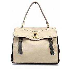 BOLSA YVES SAINT LAURENT MUSE TWO 229680 EM COURO GRAINÉ ECRU Cru