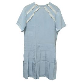 Vestido Mini Miu Miu de Seda Azul Azul claro