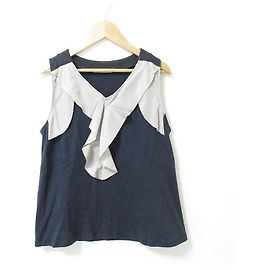 Top senza maniche in misto lana e seta Marni con scollatura a V Blu Altro