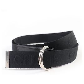 Céline Celine 45AVS2AG6 Logo Design Medium Double Ring Leather Belt Black