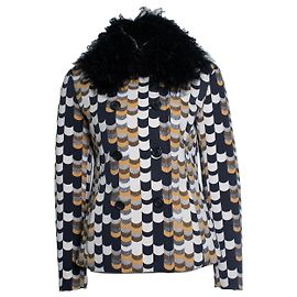 Prada F/W 2014 Short yellow & black afghan coat Black Yellow