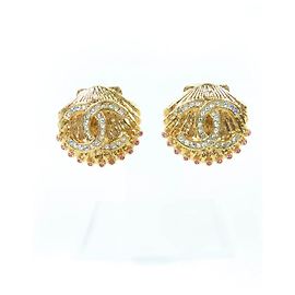 Brincos Chanel G23C design de concha com marca Coco em strass Outro