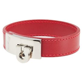 Pulseira de couro e metal Salvatore Ferragamo Vermelho