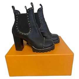 Louis Vuitton Black Leather Boots Black