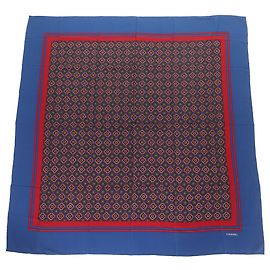 Bufanda de seda CHANEL vintage Roja Azul