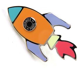 Hermès HERMES Space H Crude Celle Brosche Silber Mehrfarben