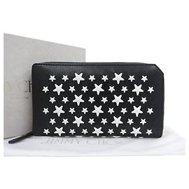 Jimmy Choo Black Leather Long Wallet Black