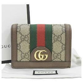 Mini portafoglio Gucci Ophidia GG Marrone Beige