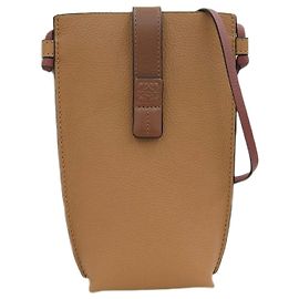 Bolsa de Ombro Gate Pocket com Poche para Telefone Anagram Loewe Marrom Vermelho