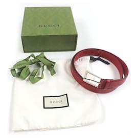 Gucci-Cinto de couro com fivela quadrada Shima 429028 da Gucci-Vermelho