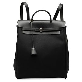Hermès Schwarzer Toile Herbag GM Rucksack Schwarz
