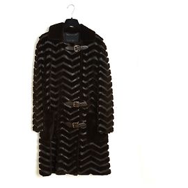 Loewe 2013 Coat FR38 Dark Brown Leather Straight Coat UK10 US8 Brown