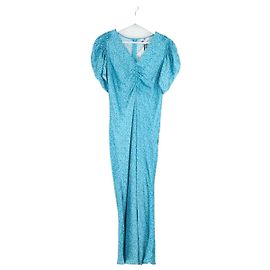 Lk Bennett Caro bow tea dress blue viscose Blue