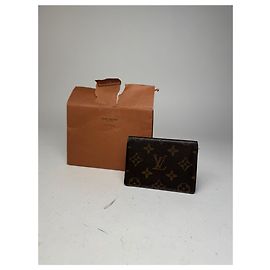 Vintage Louis Vuitton Flapable Leather Card Holder Brown Brown