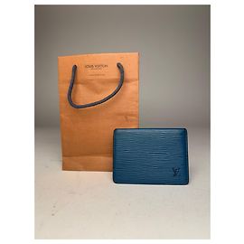 Vintage Louis Vuitton EPI Leather Card Holder Blue Blue
