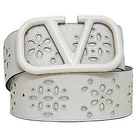 Valentino Garavani Women's White Leather Belt White