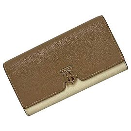 Burberry Leather Long Wallet Brown Beige
