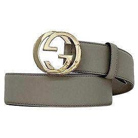 Cinturón de cuero gris Gucci Castaño